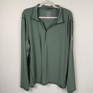 LL Bean Mens XL Quarter Zip Pullover Sage Green Heather Lyocell Blend 521685